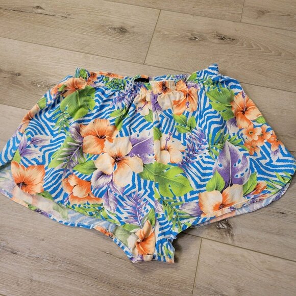 Vtg 80's Island Native Tropical Swim trunks Purple Blue Green Sz READ - Picture 1 of 5